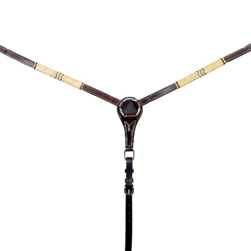 BAR H EQUINE Natural Rawhide Horse Western Leather Breast Collar Brown